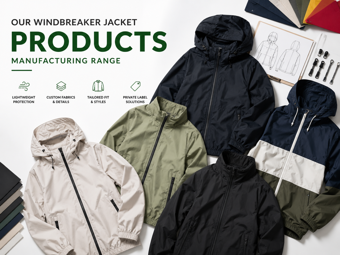 Custom windbreaker jacket manufacturer hero banner - wholesale B2B production of windproof and waterproof jackets by Eco Jersey