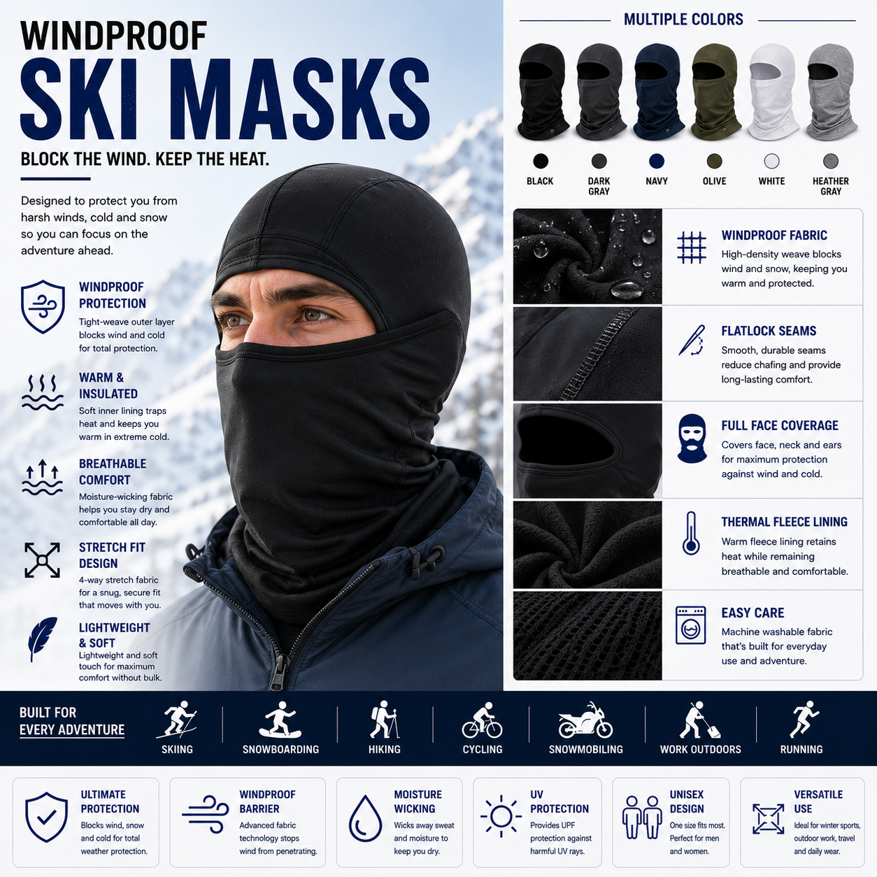 Custom windproof ski mask manufacturer - wholesale B2B production of wind-resistant face masks for skiing and snowboarding