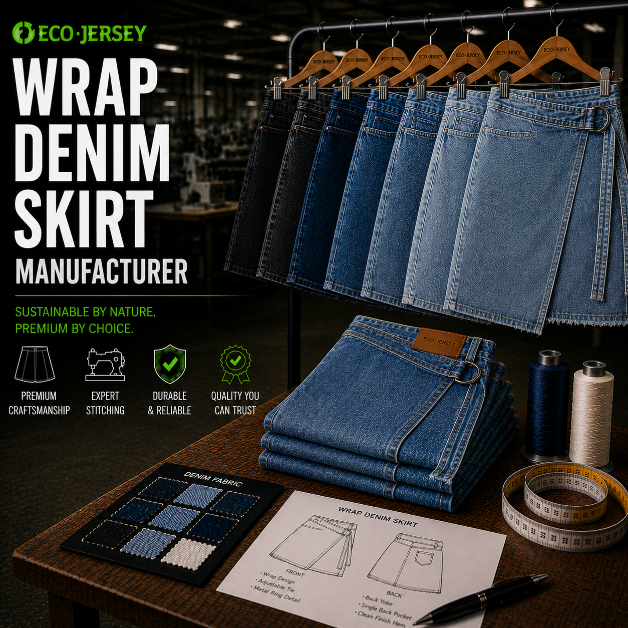 Wrap Denim Skirt