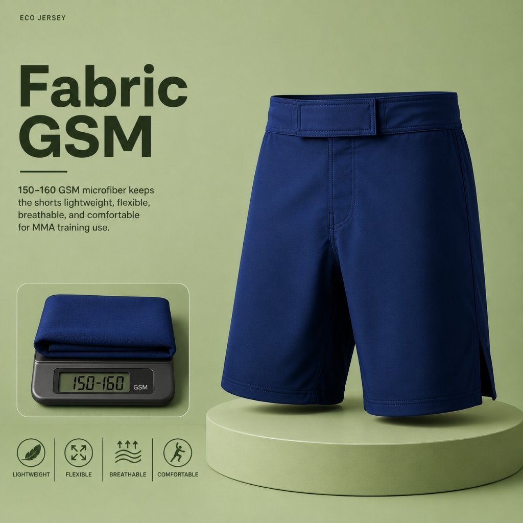 Fabric GSM weight detail for Lightweight MMA Training Shorts