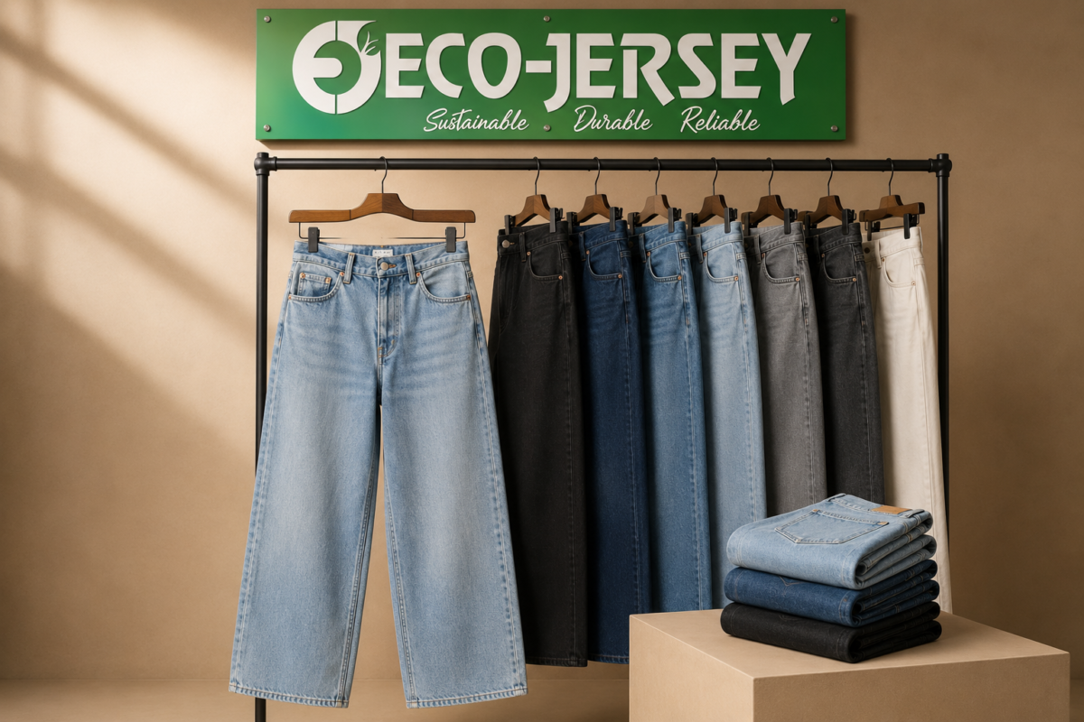 Eco Jersey custom baggy jeans portfolio feature image 4 – wide-leg denim jeans B2B wholesale manufacturer