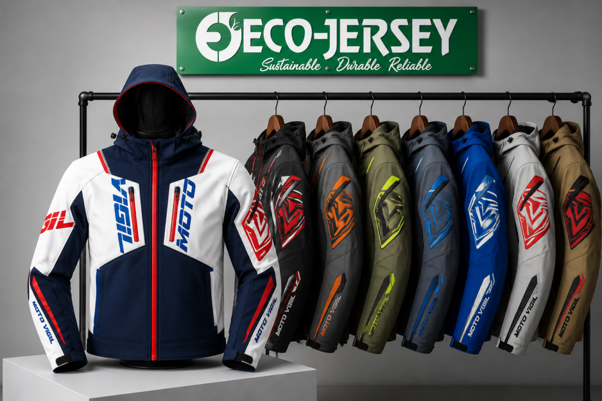 Custom softshell motorbike jacket feature image – wholesale B2B manufacturer Eco Jersey