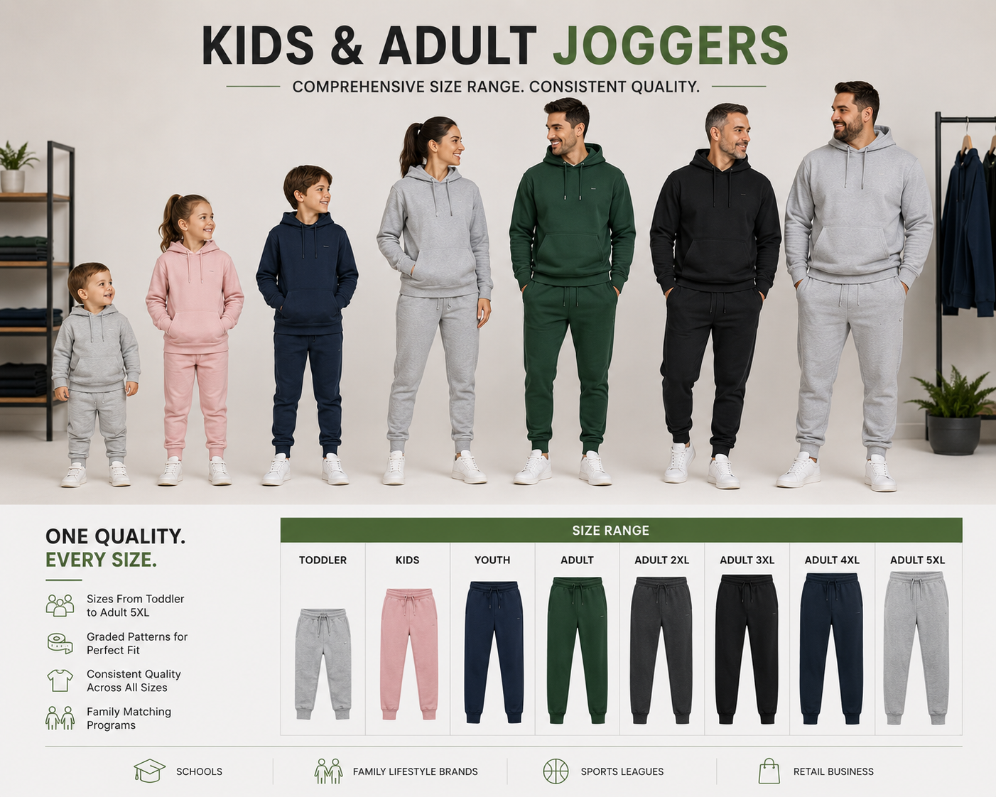 Kids and Adult Joggers Manufacturer – Custom joggers for all ages wholesale by Eco Jersey