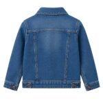 kids denim jacket back view product image, children's denim jacket rear angle by Eco Jersey