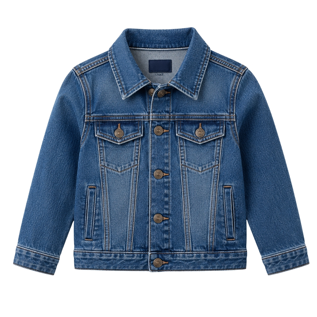 kids denim jacket kids denim jacket product image, custom children's denim jacket manufacturer by Eco Jersey