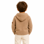 kids knitted hoodie- model back view
