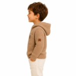 kids knitted hoodie- model side view