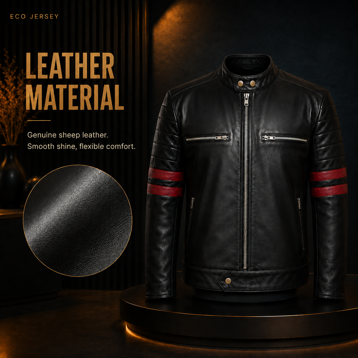 Leather Biker Jacket — leather material