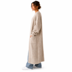 long knitted cardigan- model side view