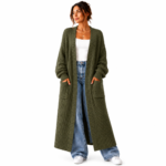 long knitted cardigan-olive colored