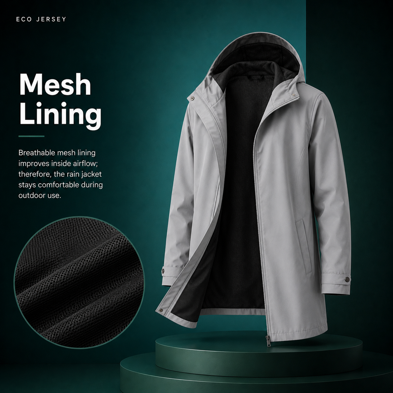 Inner lining of Waterproof Hooded Rain Jacket