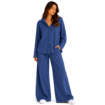Women's indigo co-ord set — stylish matching two-piece indigo-colored kurta and palazzo set for B2B wholesale ethnic fashion and co-ordinate clothing manufacturing