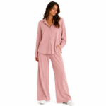 Women's rose-colored co-ord set — matching two-piece rose pink kurta and palazzo set for B2B wholesale ethnic fashion and co-ordinate clothing manufacturing