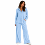 Women's sky blue co-ord set — matching two-piece sky blue colored kurta and palazzo set for B2B wholesale ethnic fashion and co-ordinate clothing manufacturing