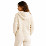 womens knitted hoodie- model back view