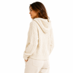 womens knitted hoodie-model side view