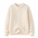 Women's cozy cable-knit sleeveless V-neck pullover sweater product cut-out on transparent background for the Womens Knitted Sweater e-commerce product page